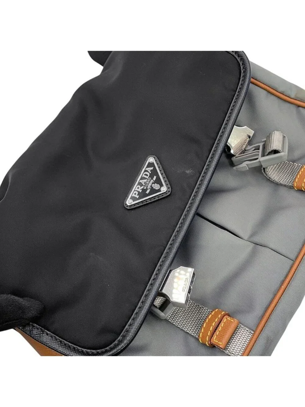 Prada Shoulder Bag Saffiano Leather Nylon Black